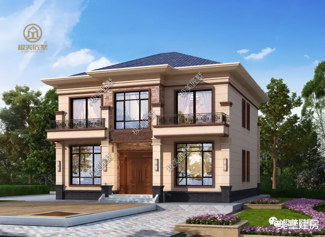 |12×12米，方正对称的两层简欧别墅，喜欢欧式风格的不要错过！