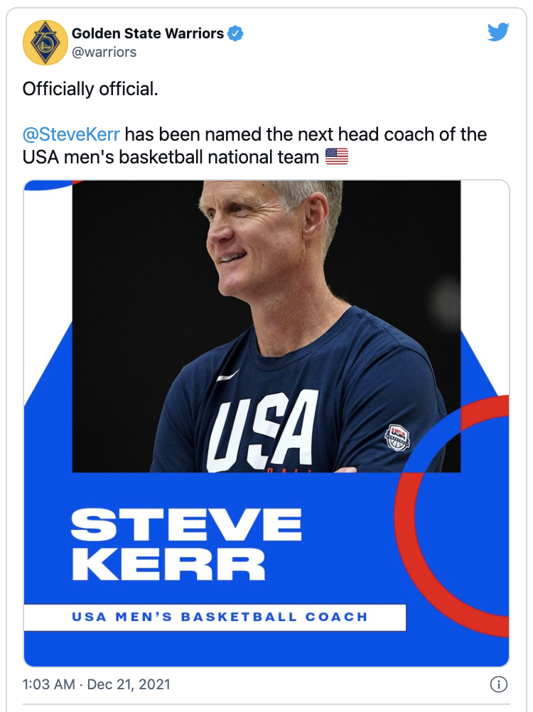 勇士隊(duì)|勇士消息更新：科爾任美男籃主帥還談庫(kù)里，美媒曝勇士或許簽一人