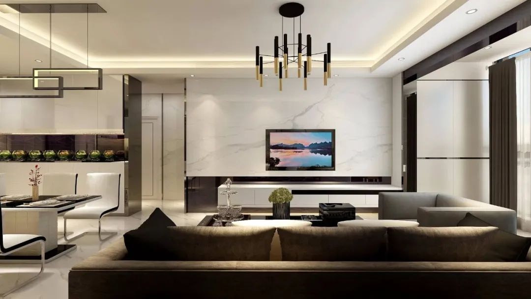 |大理石+金属，96后女生用15w，让83m2两室满是高级