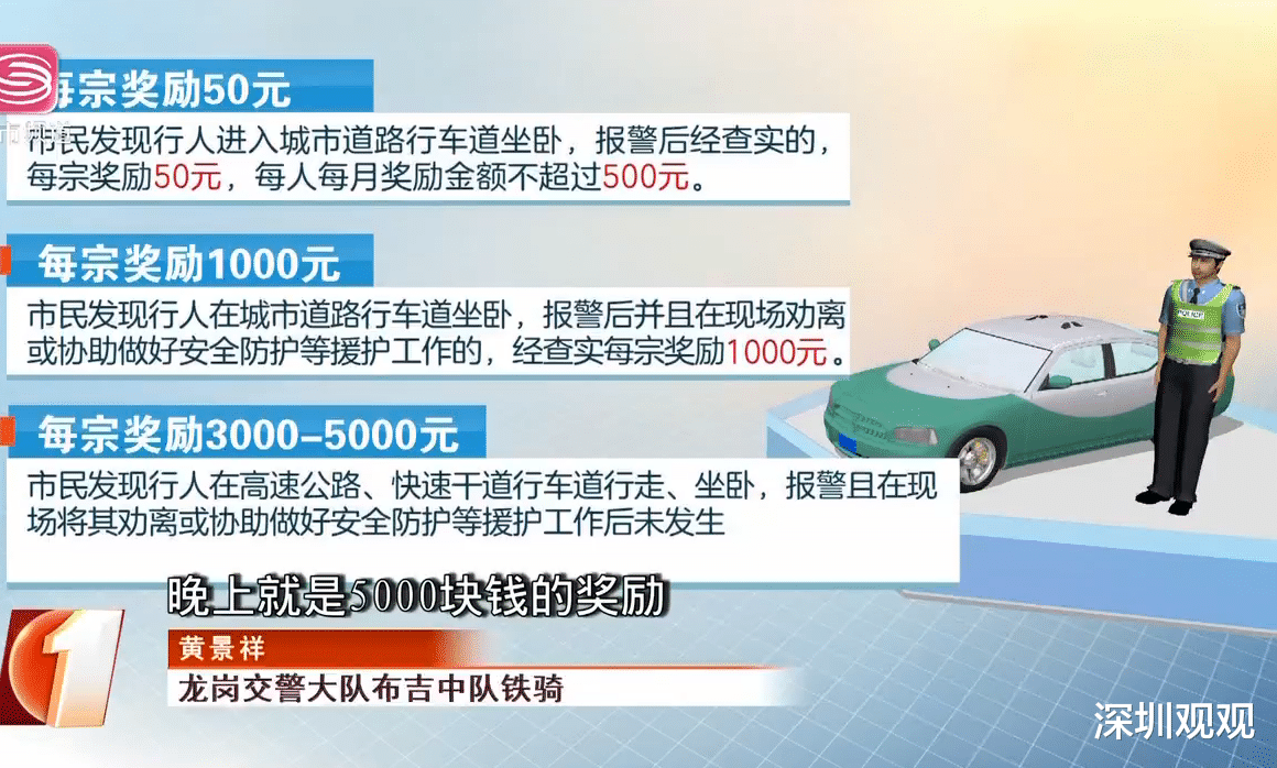 深圳观观 凌晨，深圳男子举报“醉卧”，避免了一场事故，交警为他申请了奖金