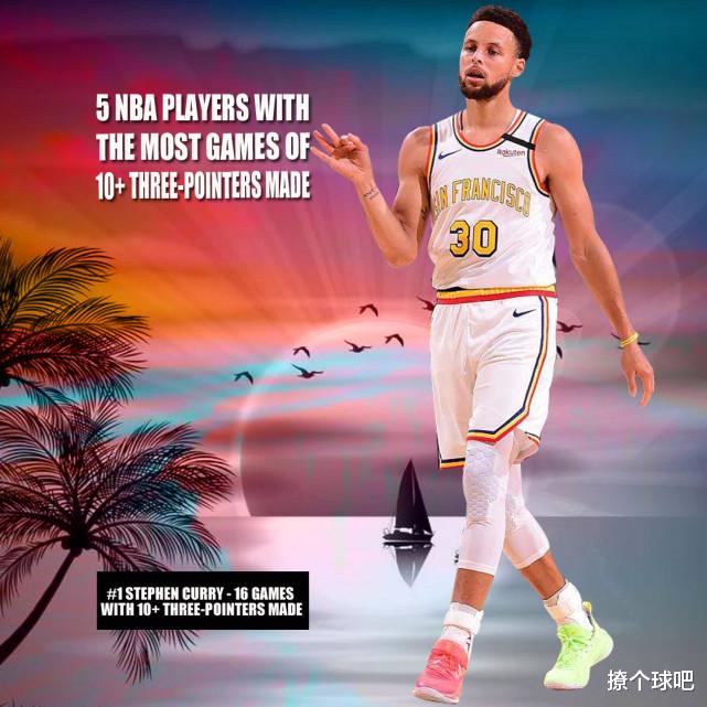 斯蒂芬·库里|NBA谁投中10个三分球最多次？美媒列5位超级射手，哈登利拉德第3！