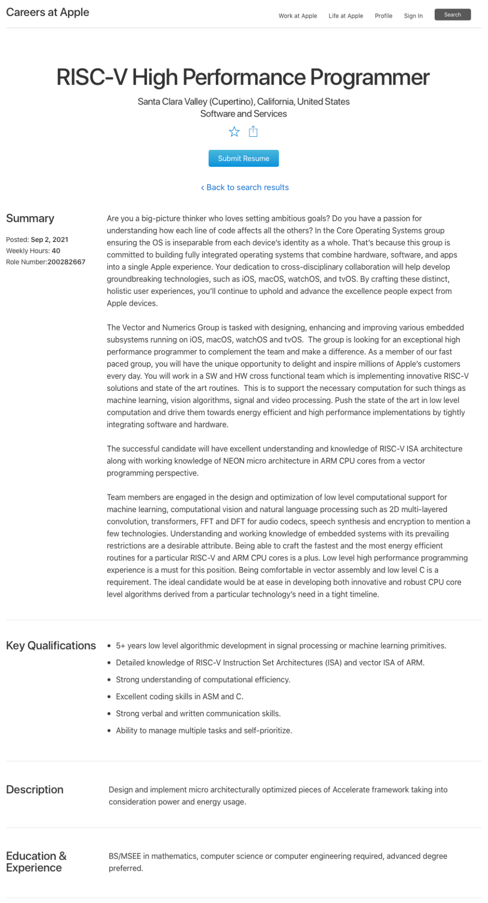 人际关系|苹果正在招聘RISC-V开发者