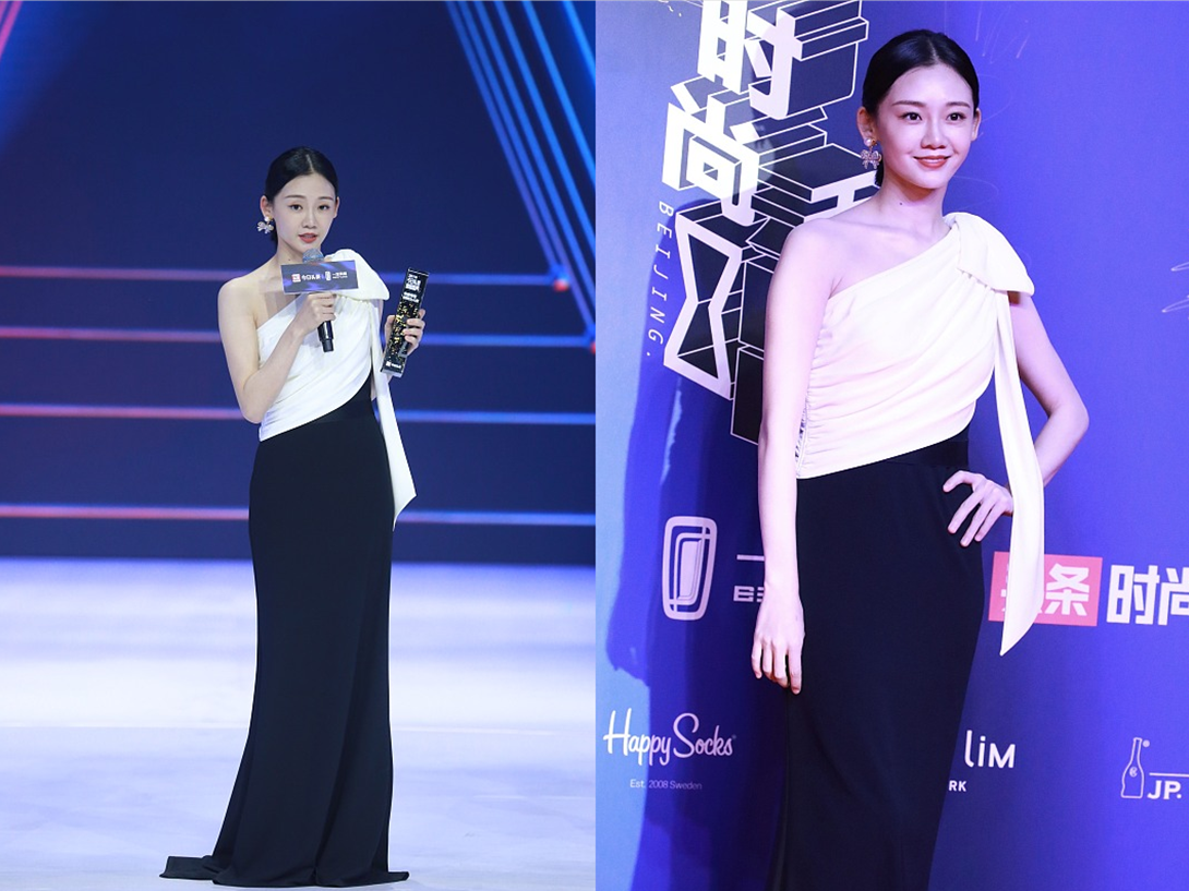 服饰|“郑恺老婆”苗苗真会穿，黑白小香风外套配阔腿裤，不露脸都很美