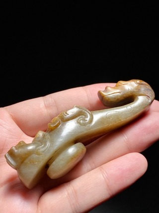 和田玉籽料|汉 和田玉籽料 螭龙纹 玉带钩