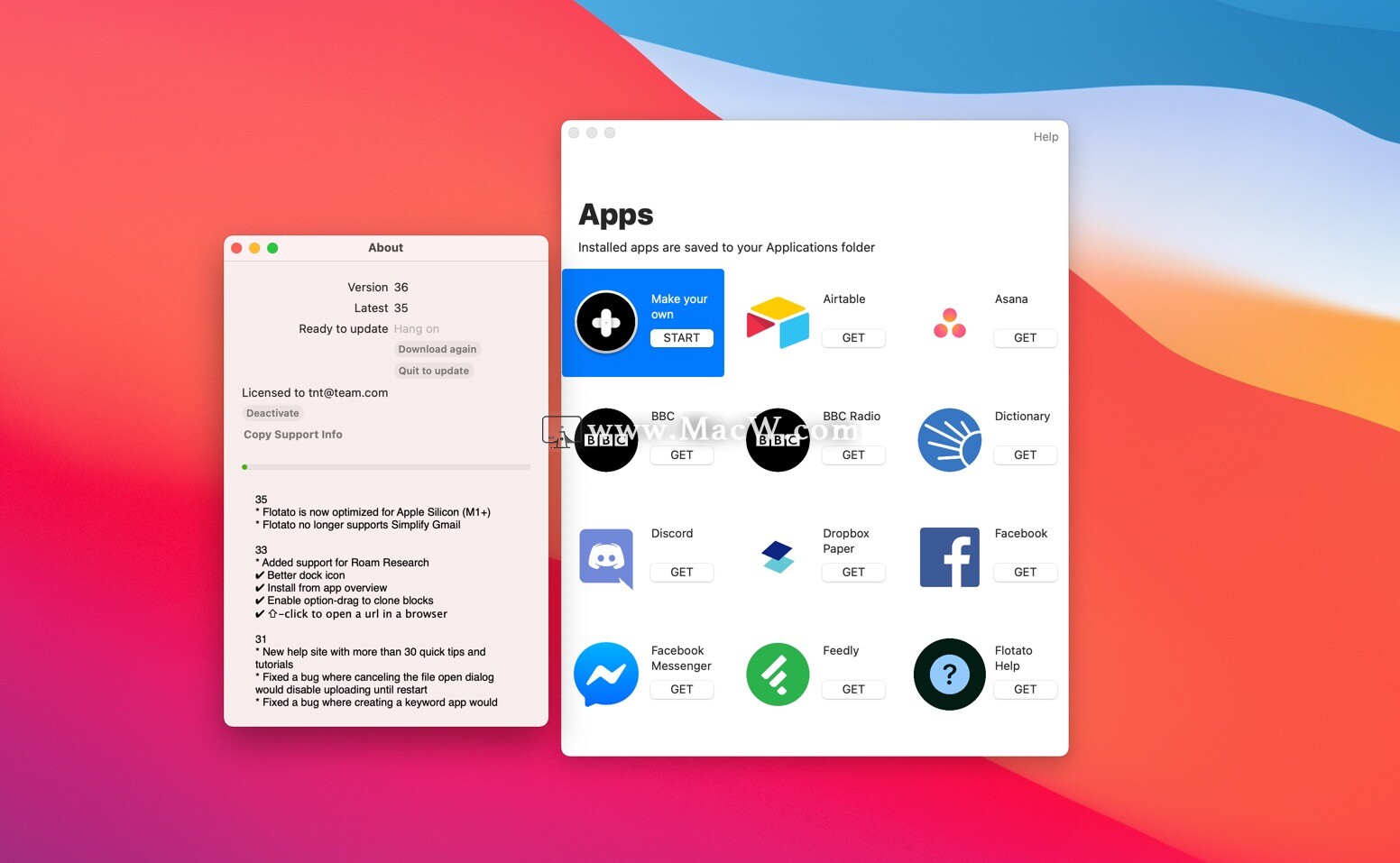 柒夏言琉璃 Flotato for Mac(将网页转换为应用程序)