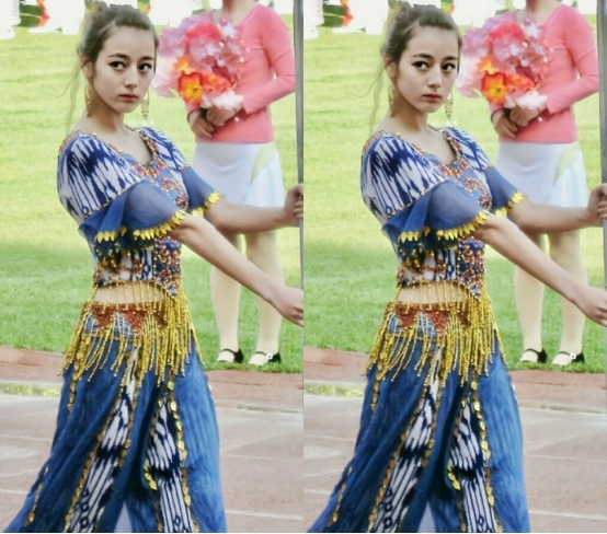 迪丽热巴|迪丽热巴初中照意外流出，身穿新疆服参加校运会，这颜值认真的？