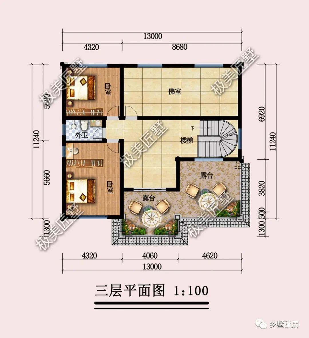 13X11.24米,三层欧式风别墅,造价仅39w,农村建房首选