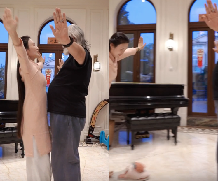 张纪中|70岁张纪中和娇妻练功！用肚子把女方顶飞，遭反击站不稳脑袋晕