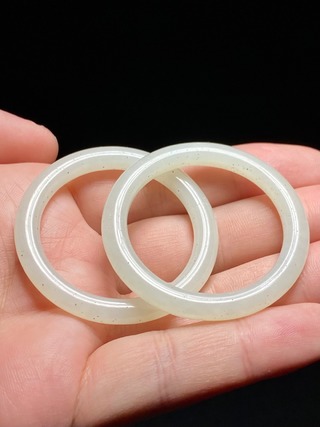 玉环|清 和田玉籽料 白玉 玉环 圆环 一对