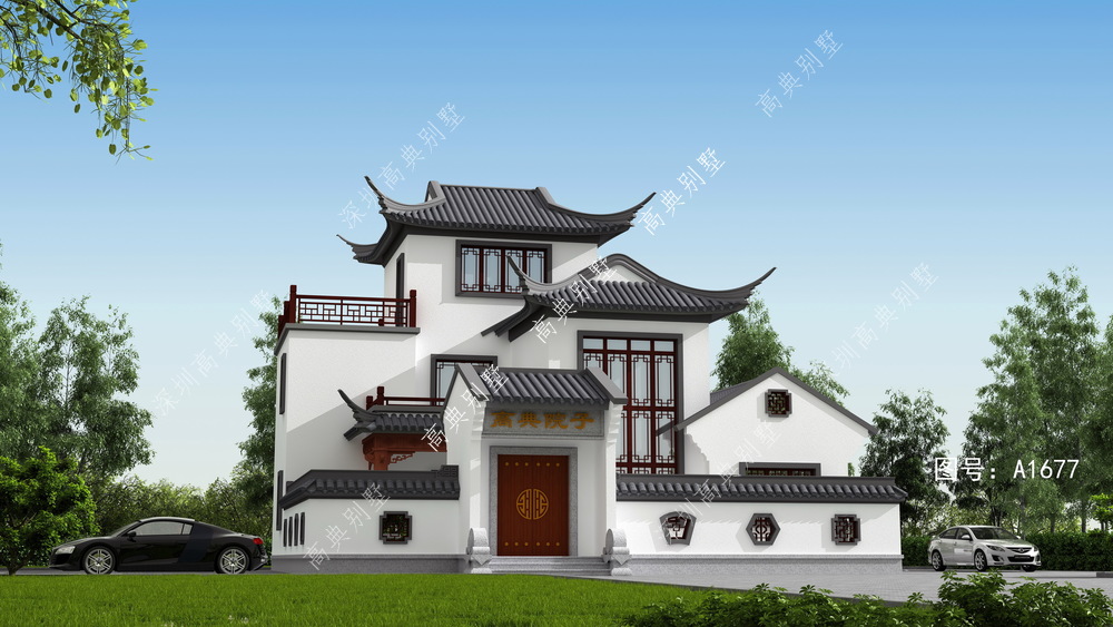 金木水火土别墅设计|中式庭院+车库+大露台的设计，真恨不得马上回家 建一栋 ！