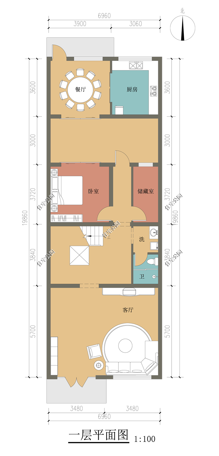 阳光房|7米面宽也能建中式，这个户型太赞了，阳光房配电梯超有面子