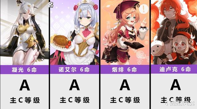 原神|原神：满命状态下的主c排名曝光，心海北斗C级，胡桃神里优菈SS级