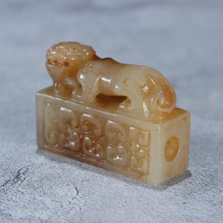 和田玉籽料|和田玉籽料子母瑞兽摆件