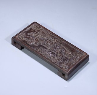 墨床|清代：紫檀木雕“竹林七贤”文房墨床