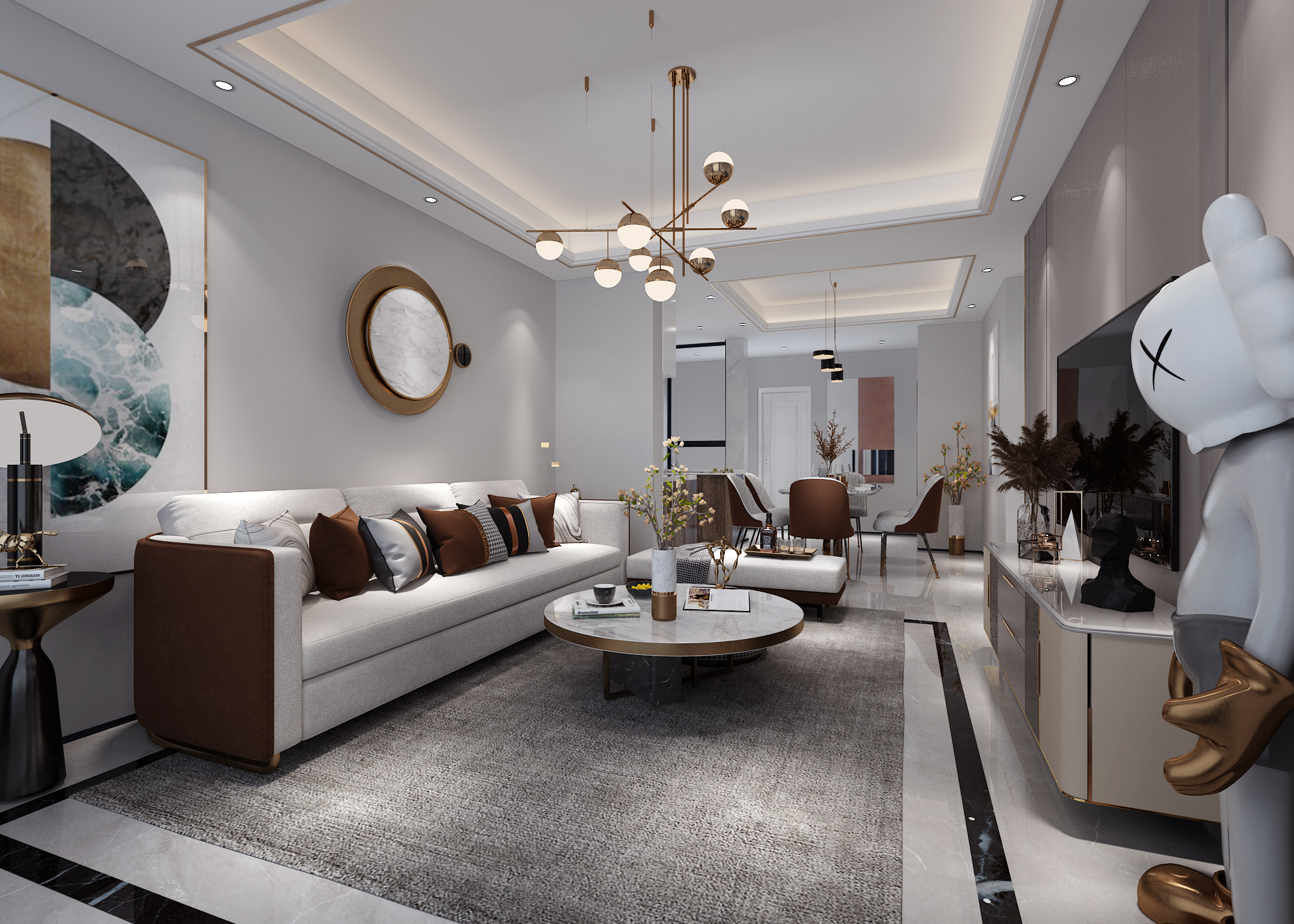 |【鲁班装饰】天籁郡120㎡现代轻奢风，大方利落