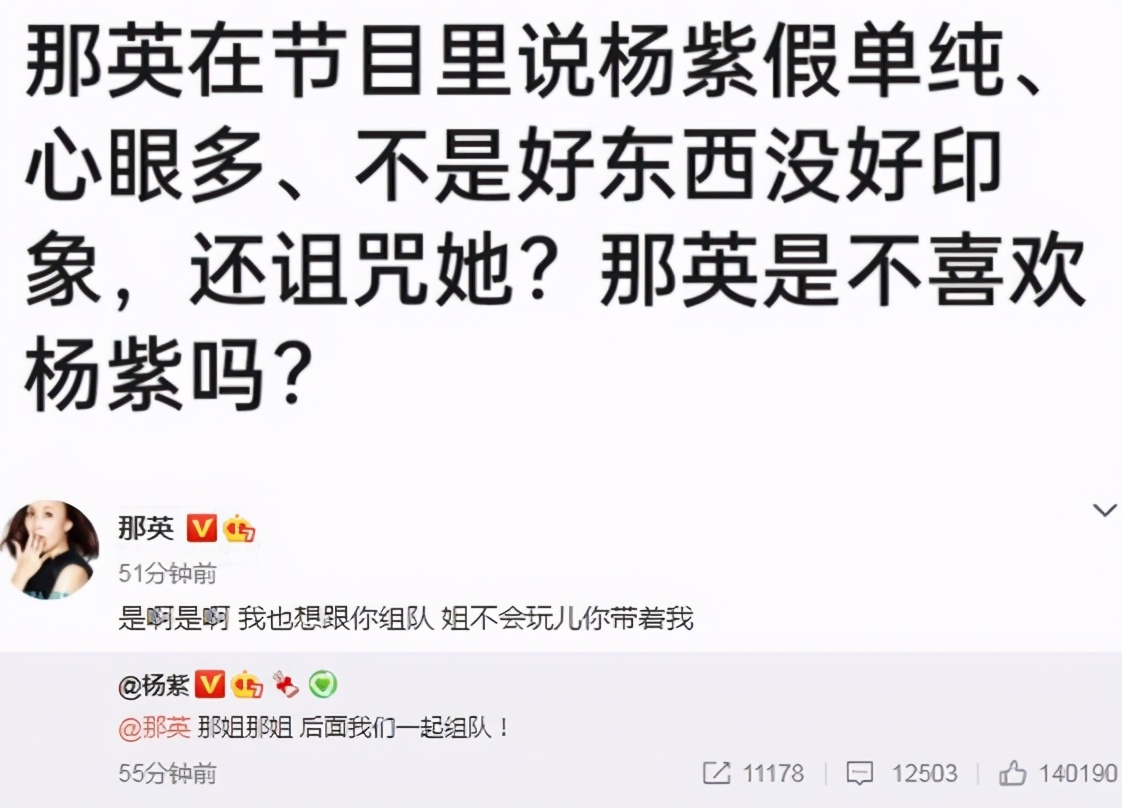 杨紫|那英在节目中说杨紫假单纯、心眼多、不是好东西?杨紫发微博回应