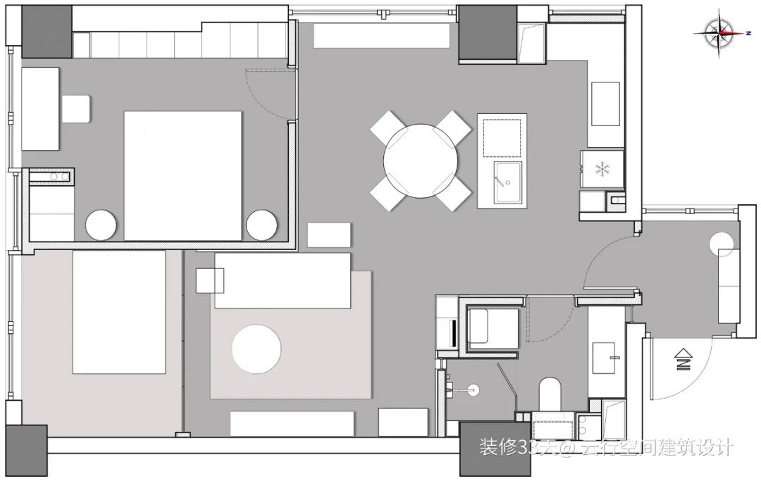 装修设计：阳台隔出一间房，75平刚需颜值两居