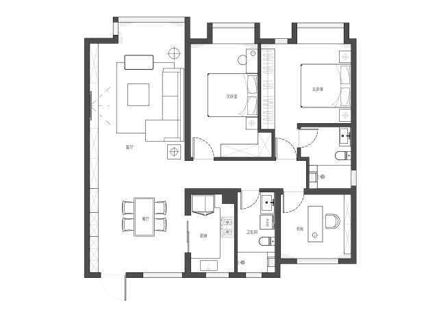 185平现代简约风四居室,室内空间朴素、大方,但其功能性强