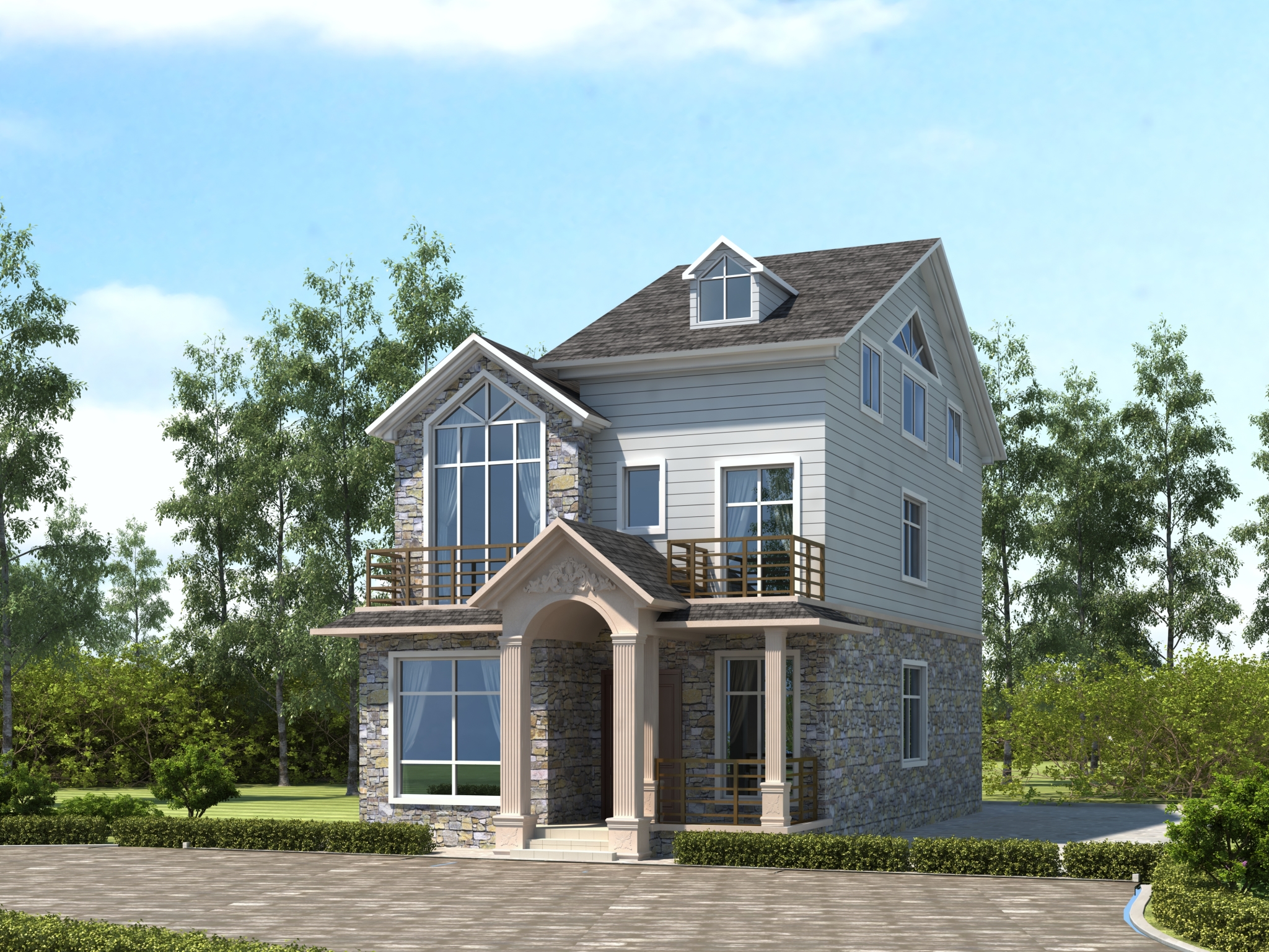 |7.8*17的欧式三层住宅，长方户型也不难设计