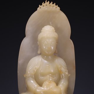 |旧藏 和田玉如来佛雕像