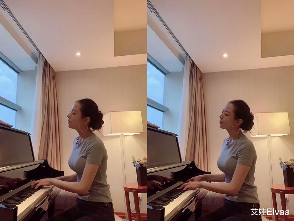 艾娃Elvaa|吉娜纯素颜弹钢琴，穿灰色T恤侧颜太美，难怪郎朗舍得送DR钻戒