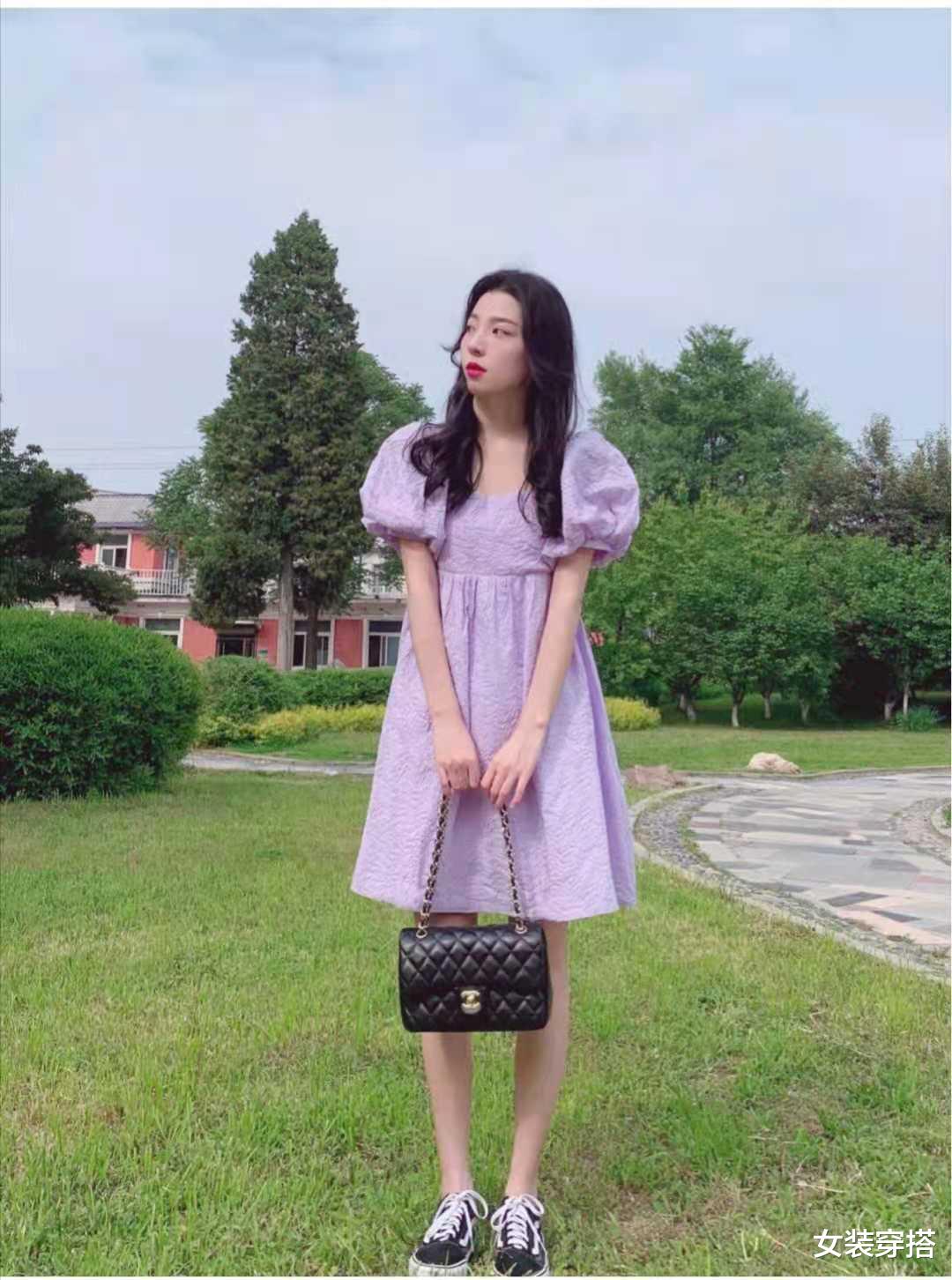女装穿搭|紫色连衣裙搭配什么鞋子好看