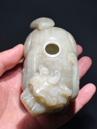 和田玉籽料|明 和田玉籽料 白玉 瑞兽 水丞