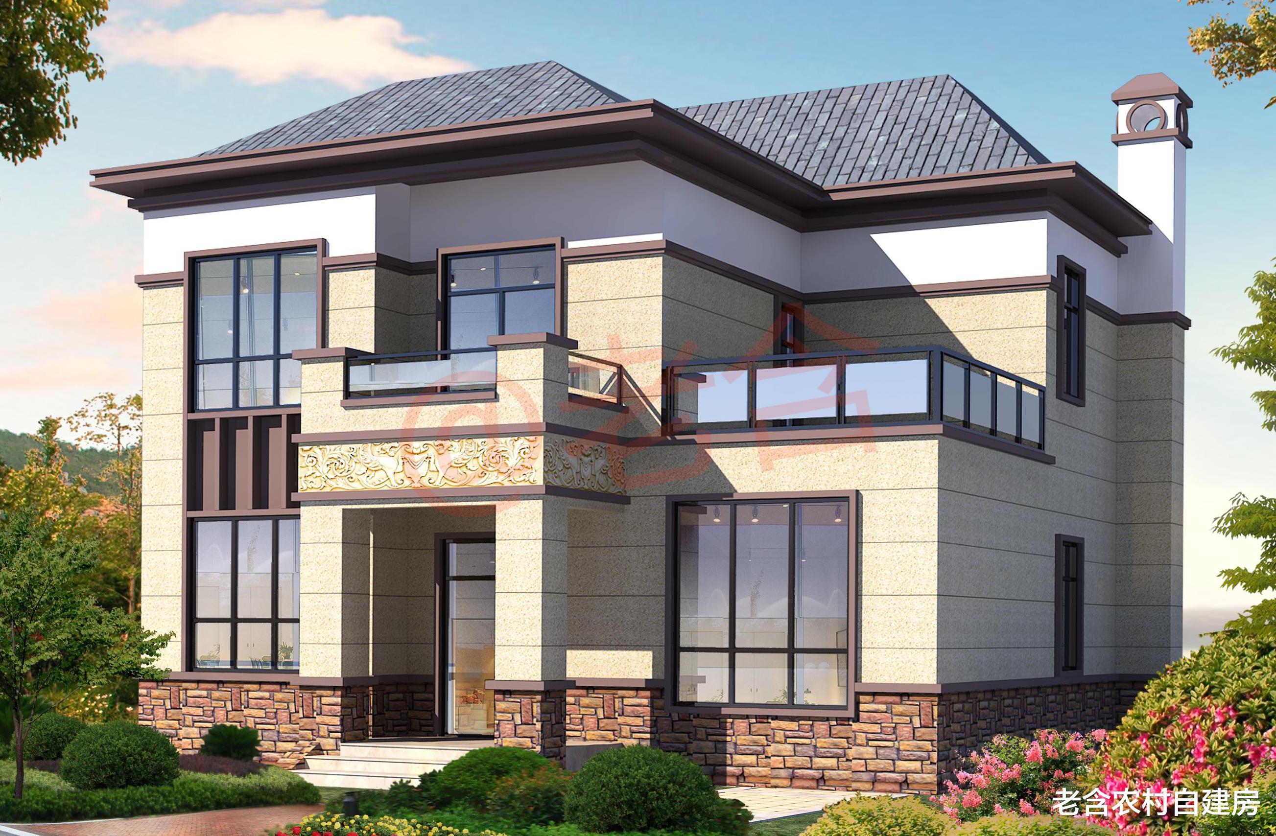 |农村杨总建二层新中式别墅,复古气派,还以为是哪个土豪家呢!