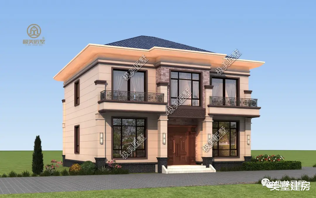 |12×12米，方正对称的两层简欧别墅，喜欢欧式风格的不要错过！