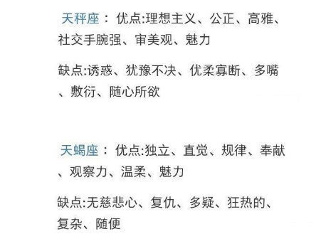 奇怪小女儿|十二星座各自的优缺点