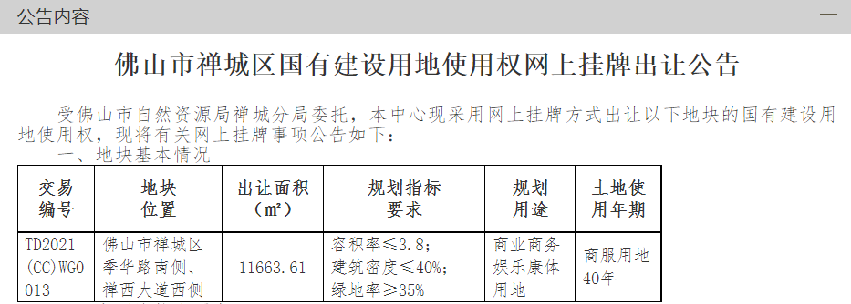 禅城|60%须自持20年！禅城挂牌一商业用地！就在2号线张槎站旁！