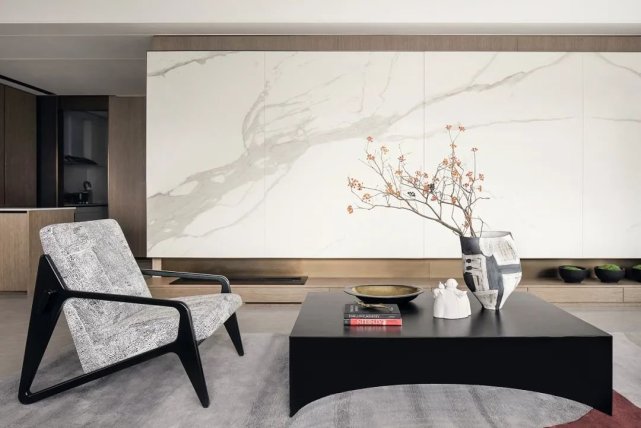 180平超大横厅的现代风,落地窗连接着各个功能区域