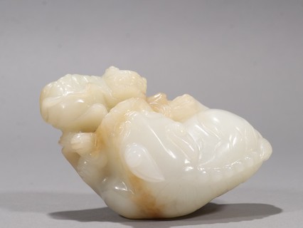 |和田玉子母狮雕件