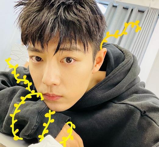 肖战|肖战熟悉的对镜自拍来了！手绘好可爱，新发型好像更嫩更帅了