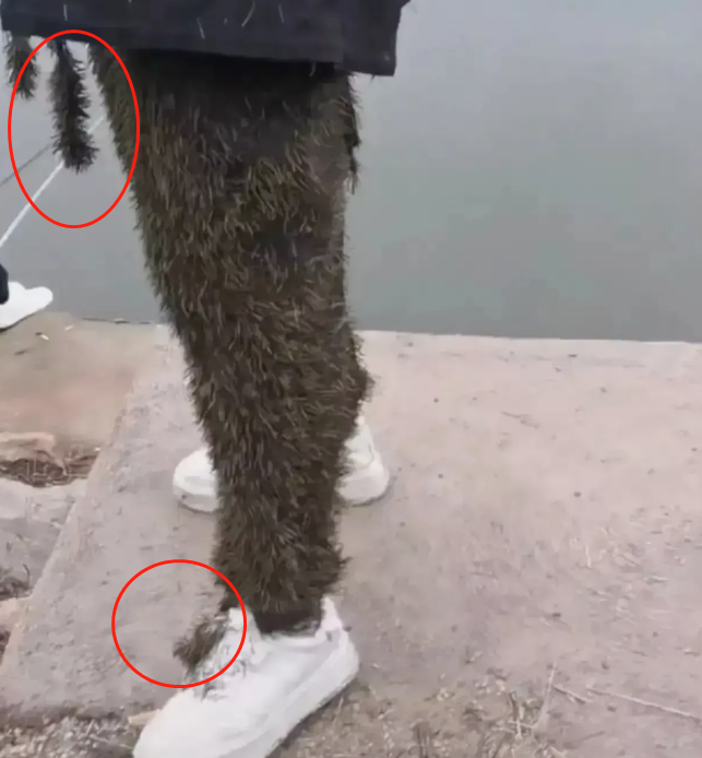 |密恐慎入, 钓友误入草丛深处, 立刻变身毛熊, 网友: 吉利服就此诞生