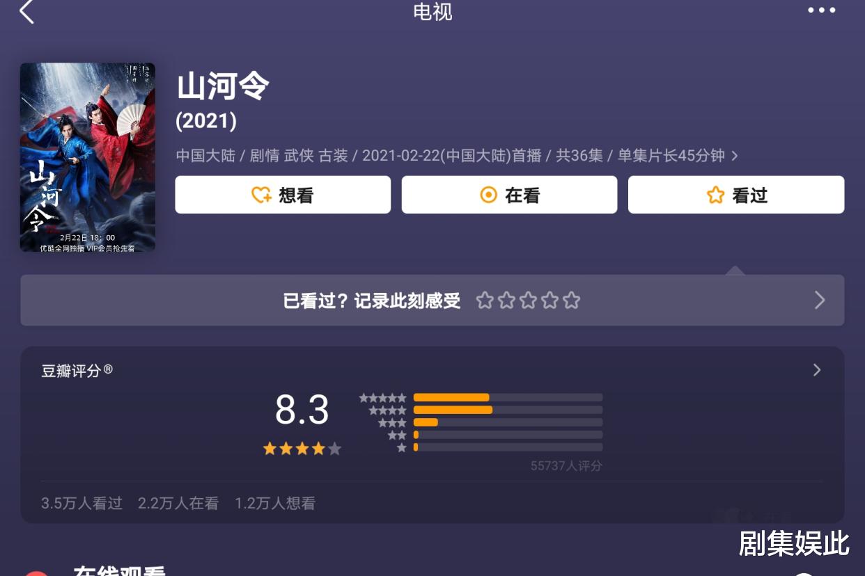 山河令|《山河令》豆瓣开分，曾被指碰瓷《陈情令》，这个分数却说不了慌