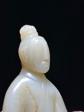 和田玉籽料|明以前 和田玉籽料 白玉 玉人 摆件