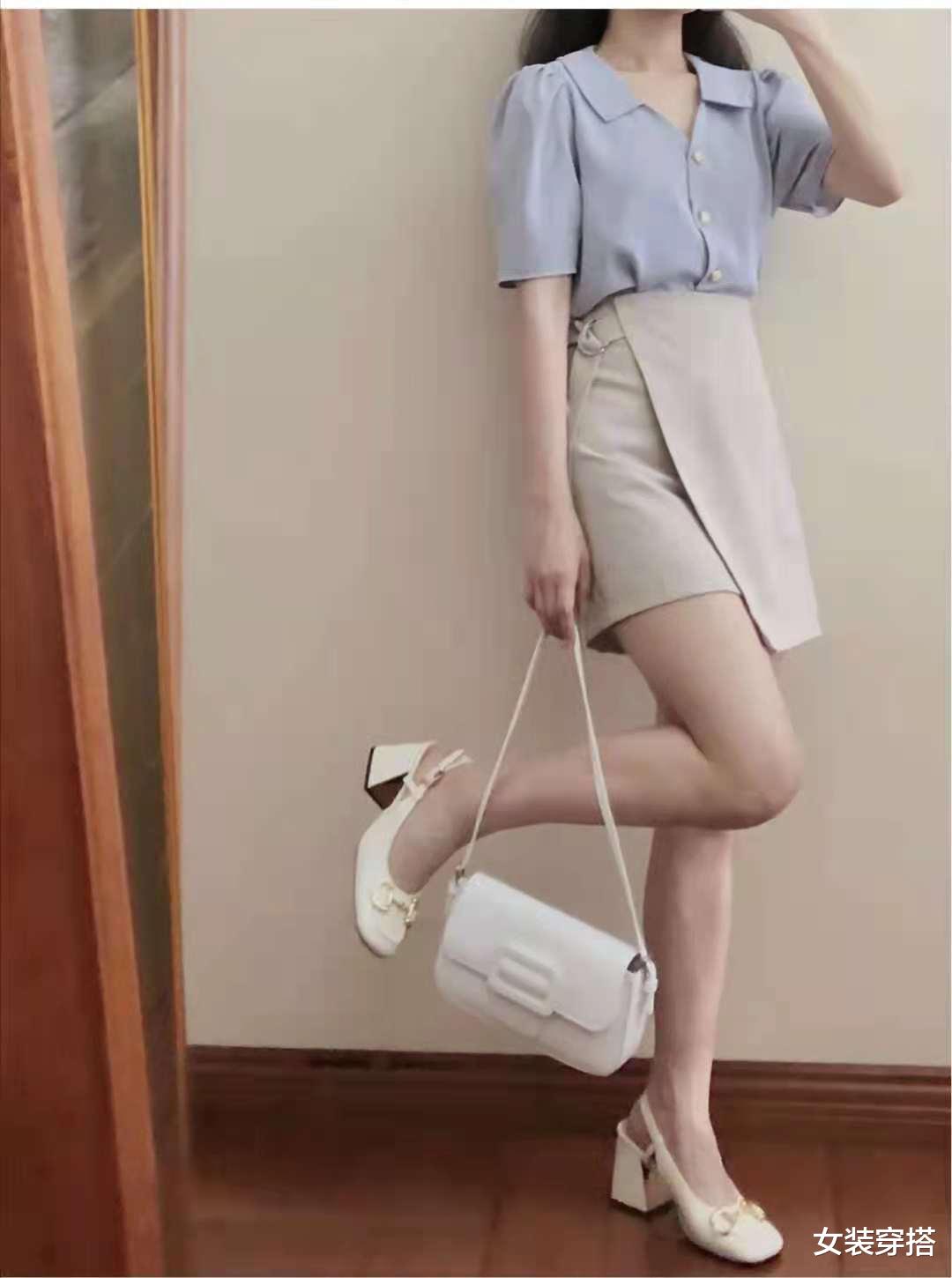 女装穿搭|杏色半身裙配什么颜色上衣好看