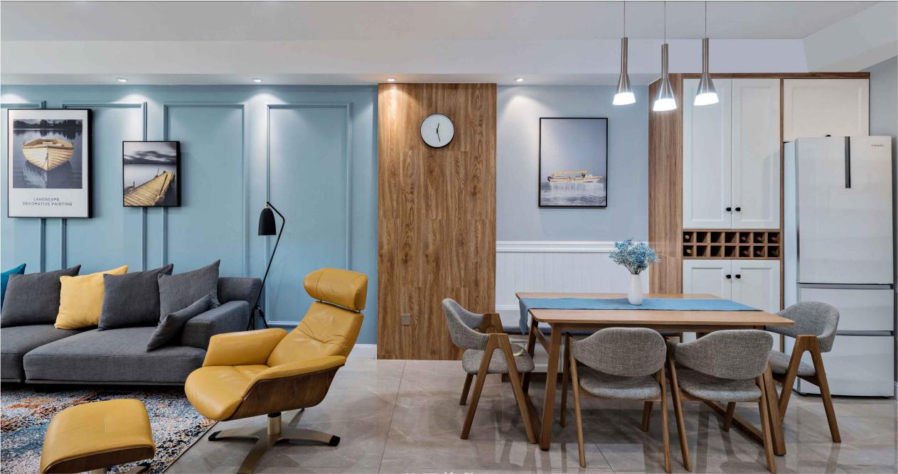 110㎡北欧风,清新蓝打造层次感,简单又舒适的家居属性!