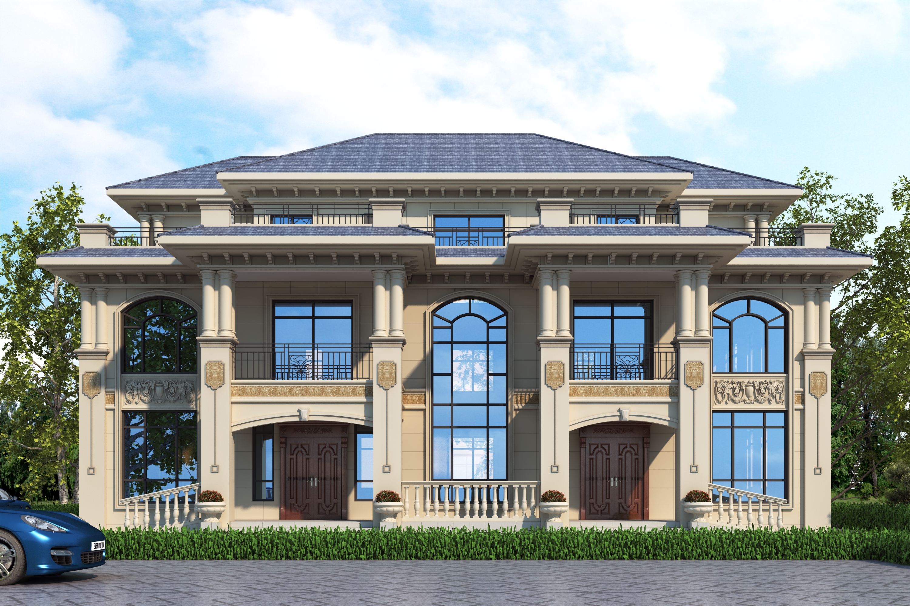 |欧式三层双拼住宅，有私密空间也方便走动