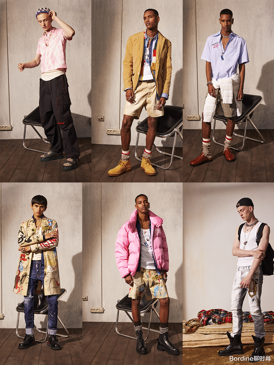 Bordine聊时尚 Dsquared2 2022春季,看起来并不怎么搭调的穿搭,则更为坚强