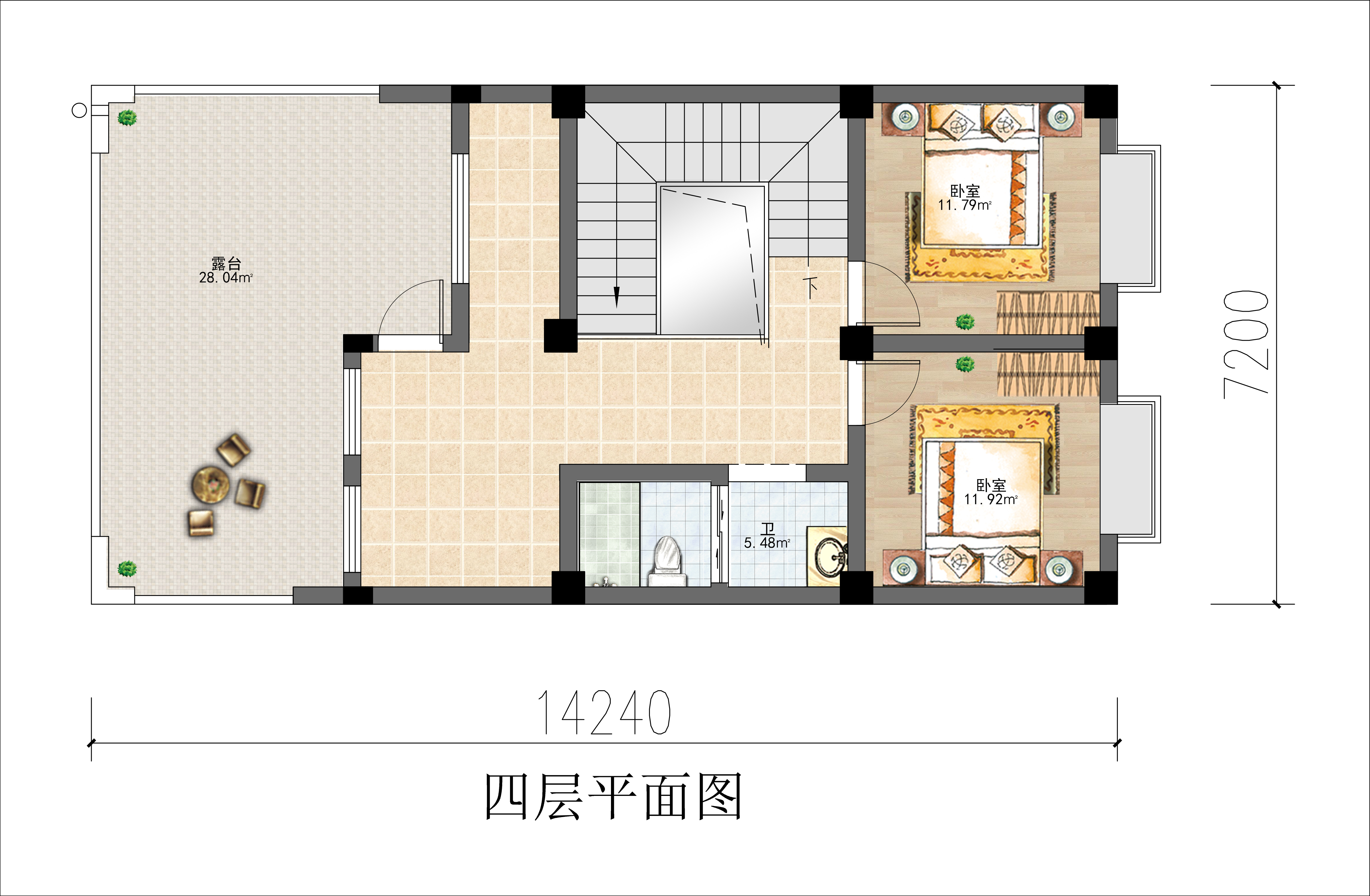 阳台|四层现代风住宅，小开间两边不开窗