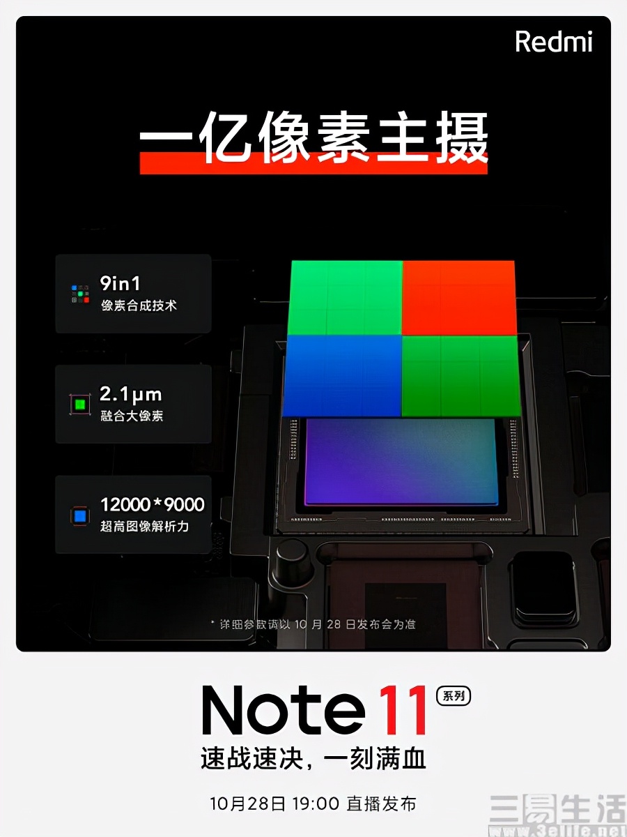 Redmi Note 11影像配置公布，将搭载1亿像素主摄