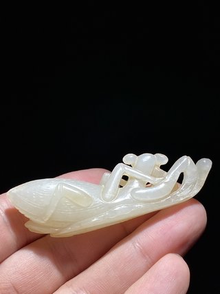 和田玉籽料|清 和田玉籽料 白玉 玉螳螂