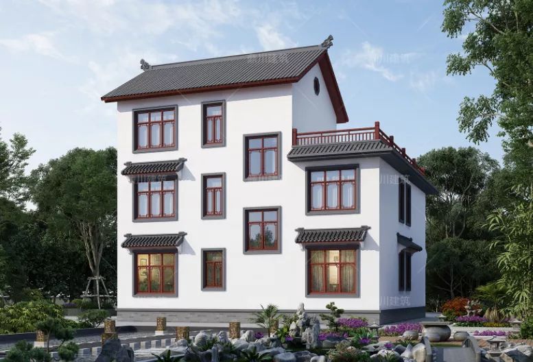 12×12米三层中式别墅，7室3厅+茶室+车库，让人一见倾心