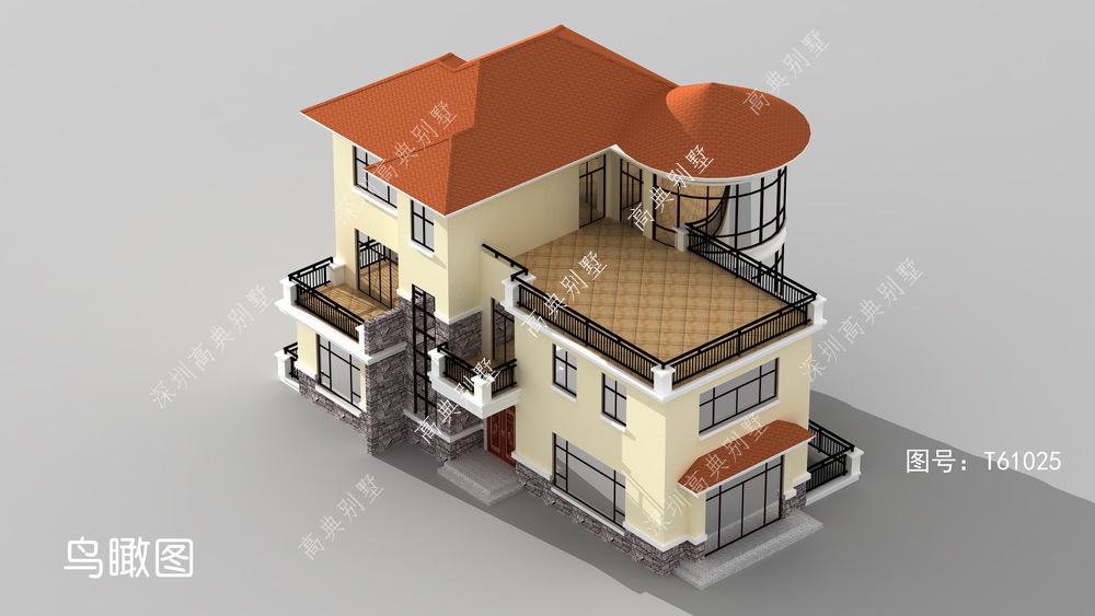 三层农村别墅，整体采用欧式风格，家乡建栋充满羡慕的眼光看你。