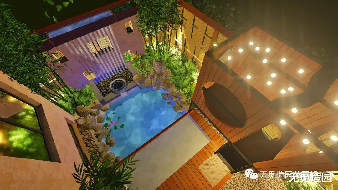 无觅造园:40平的现代禅意庭院,虽小而精致。