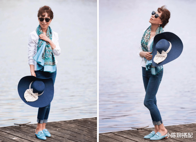 小陈聊搭配|这才是60岁该有的早秋穿搭！“衬衫+九分裤”，露出脚踝更时髦