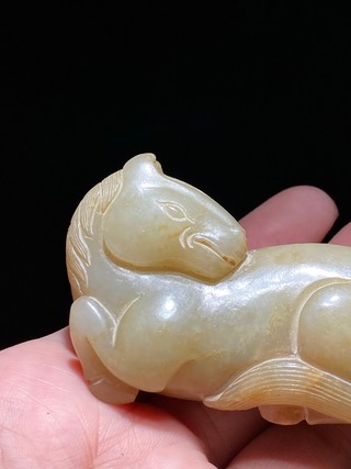 玛瑙|明 和田玉籽料 玉马 卧马 摆件