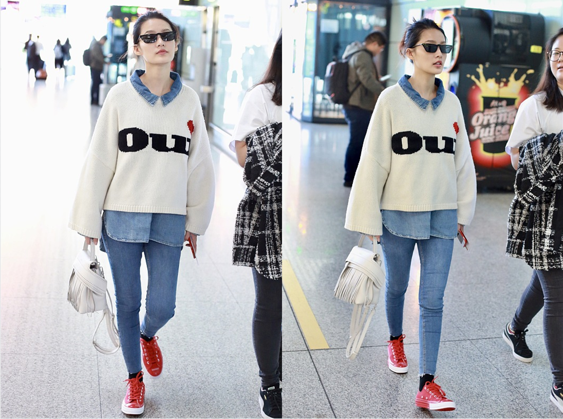 李沁|粗针织毛衣真不是谁都能驾驭的,李沁这小身板穿着都显胖,不太美